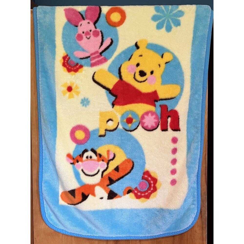 VTG Winnie The Pooh Tigger Piglet Baby Blanket Fleece Children’s Throw 45”x 30”
